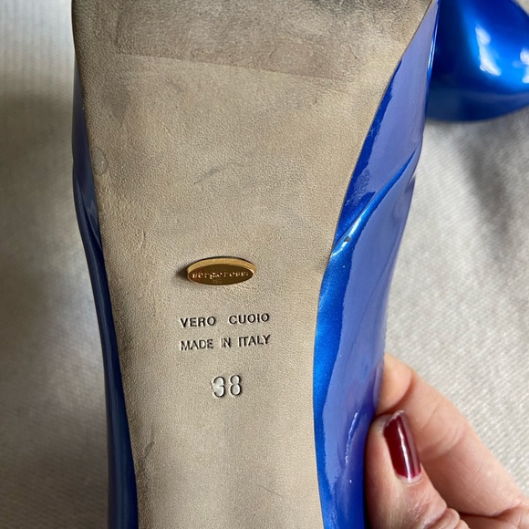 Sergio Rossi patent leather platform-sole pumps blue. Size 38 - Picture 7 of 12